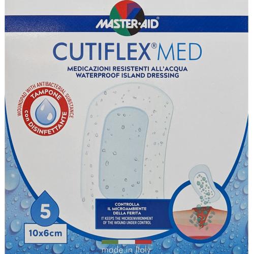 Master Aid Cutiflex Med Waterproof Island Dressing 10x6cm Αδιάβροχα Μετεγχειρητικά Επιθέματα 5 Τεμάχια
